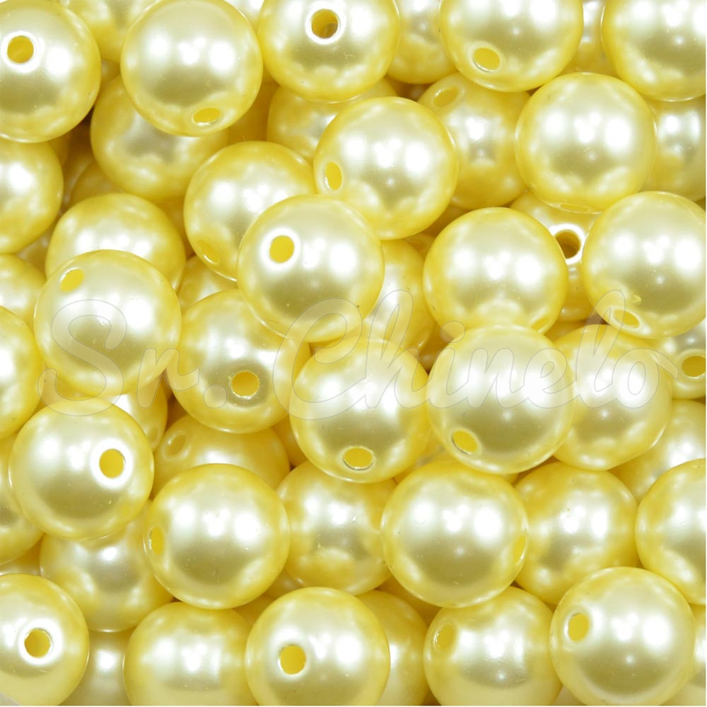 Pérola ABS, 12mm, Amarelo
