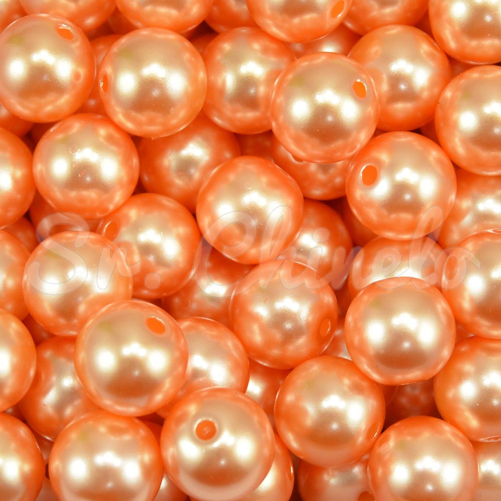 Pérola ABS, 12mm, Laranja