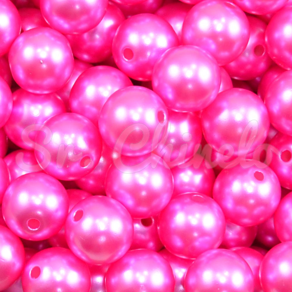 Pérola ABS, 12mm, Rosa Choque