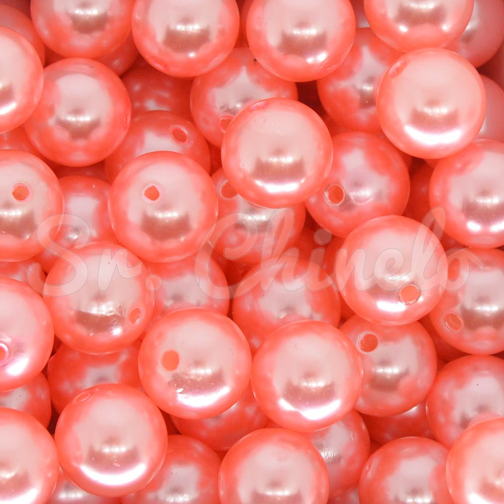 Pérola ABS, 12mm, Rosa Salmão