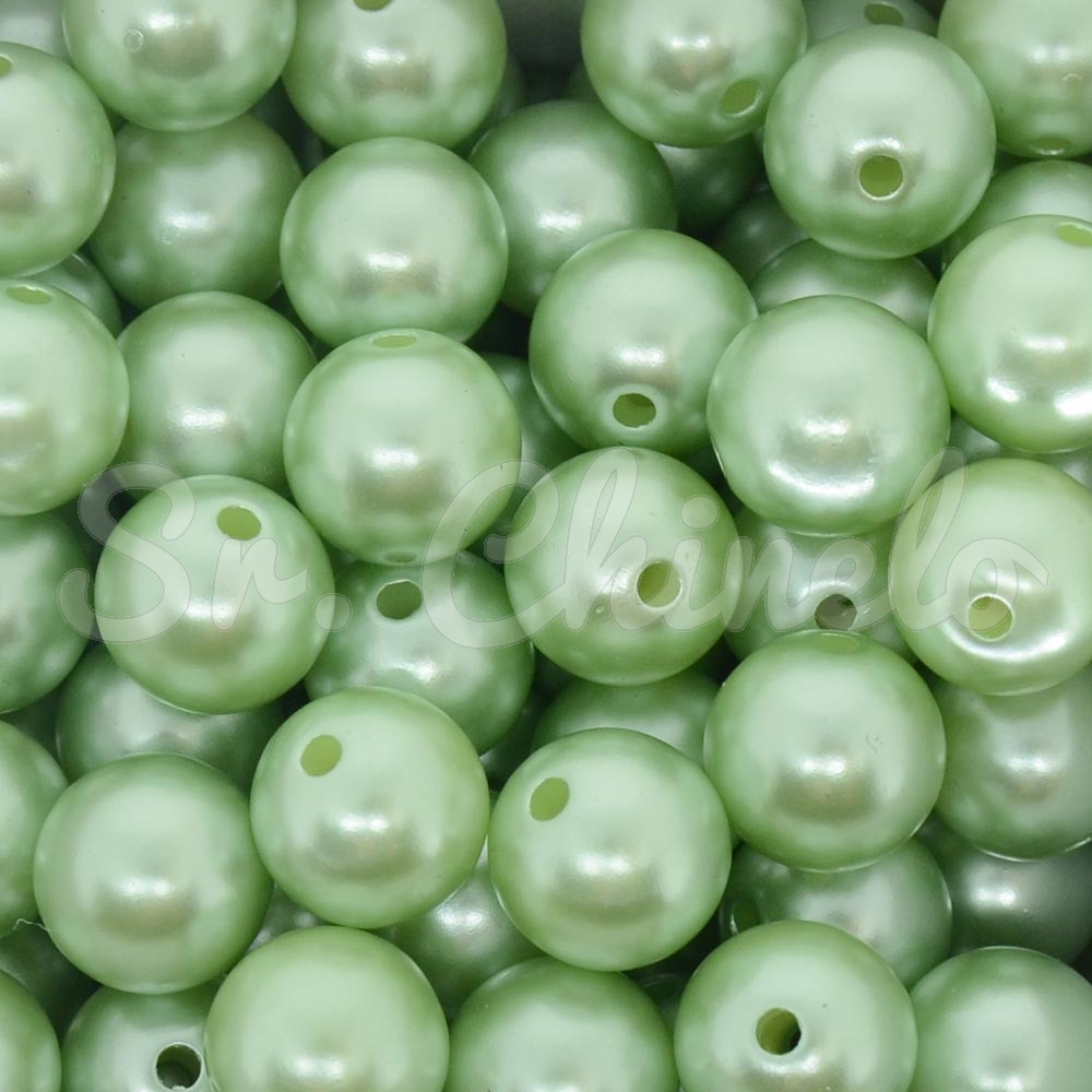 Pérola ABS, 12mm, Verde Pastel