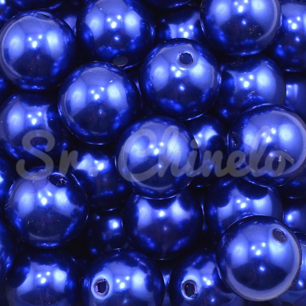 Pérola ABS, 14mm, Azul Royal
