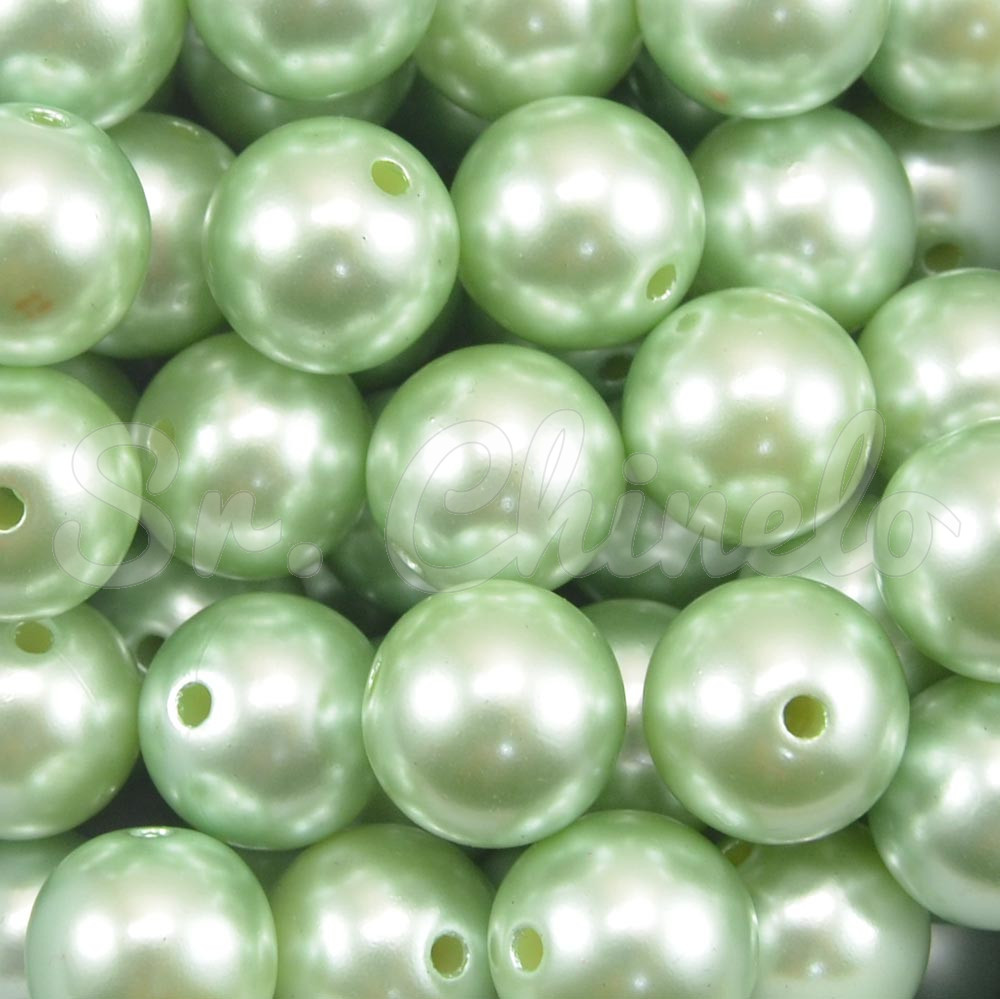 Pérola ABS, 14mm, Verde Pastel