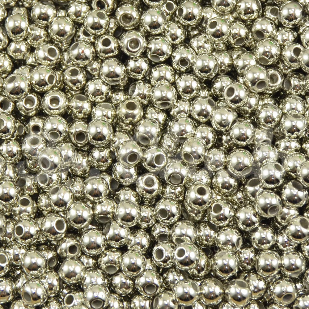 Pérola ABS, 05mm, Prata Metalizado