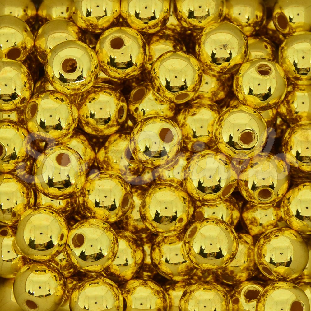 Pérola ABS, 10mm, Dourado Metalizado