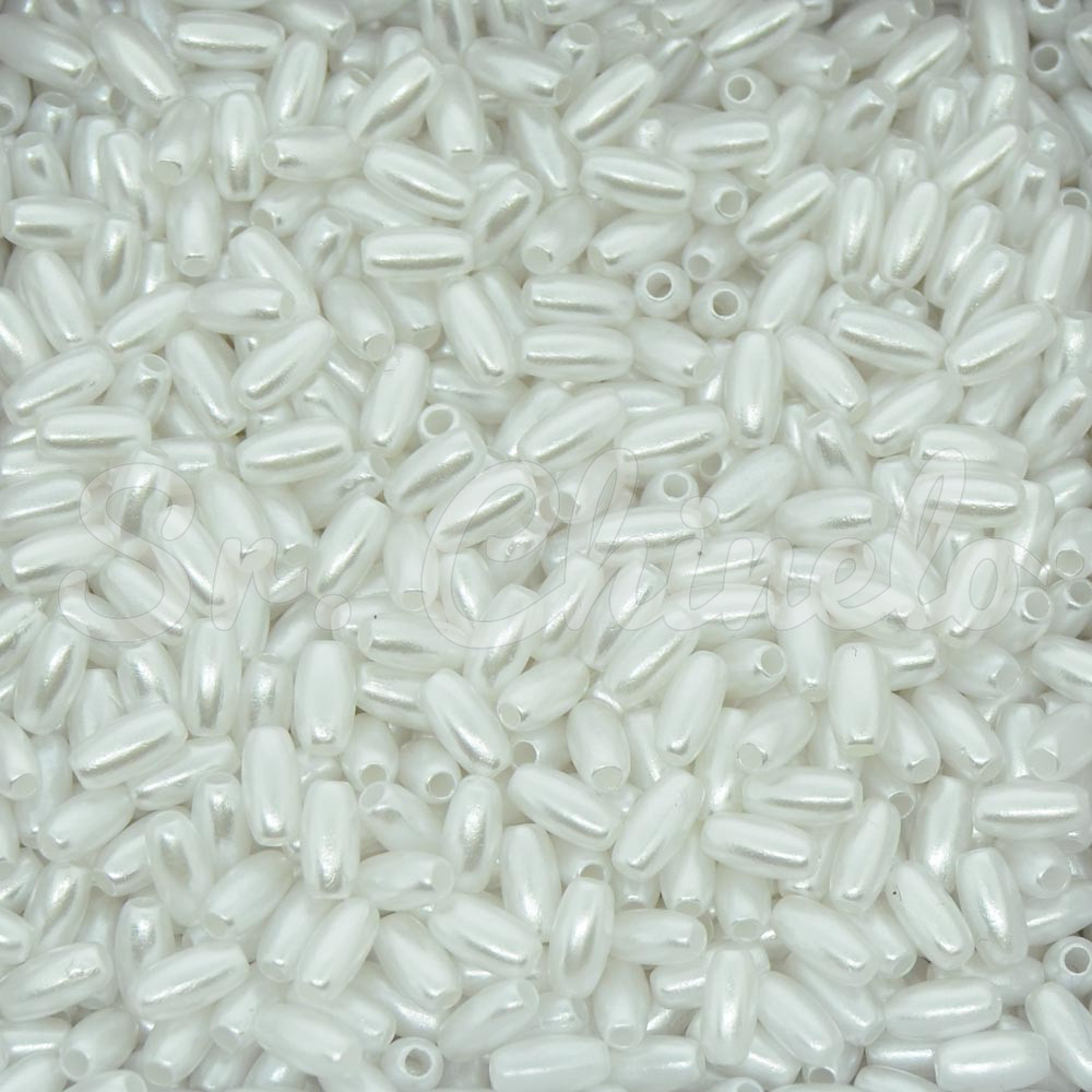 Arrozinho Perolado ABS, 03mm x 06mm, Branco