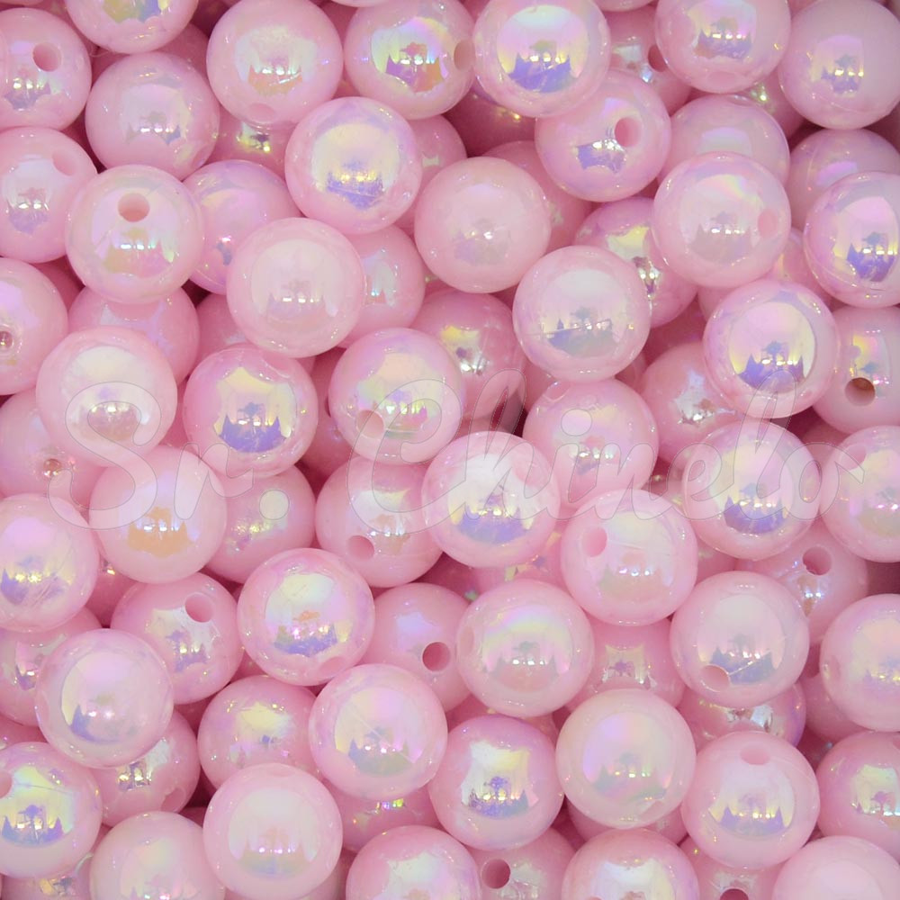 Pérola Irisada, 08mm, Rosa Bebê