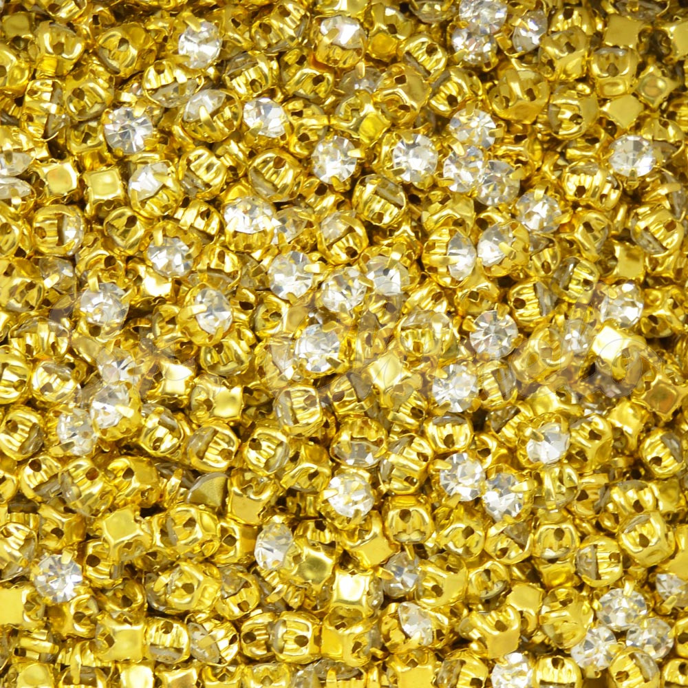 Strass de Costura, SS18, Ouro, Cristal