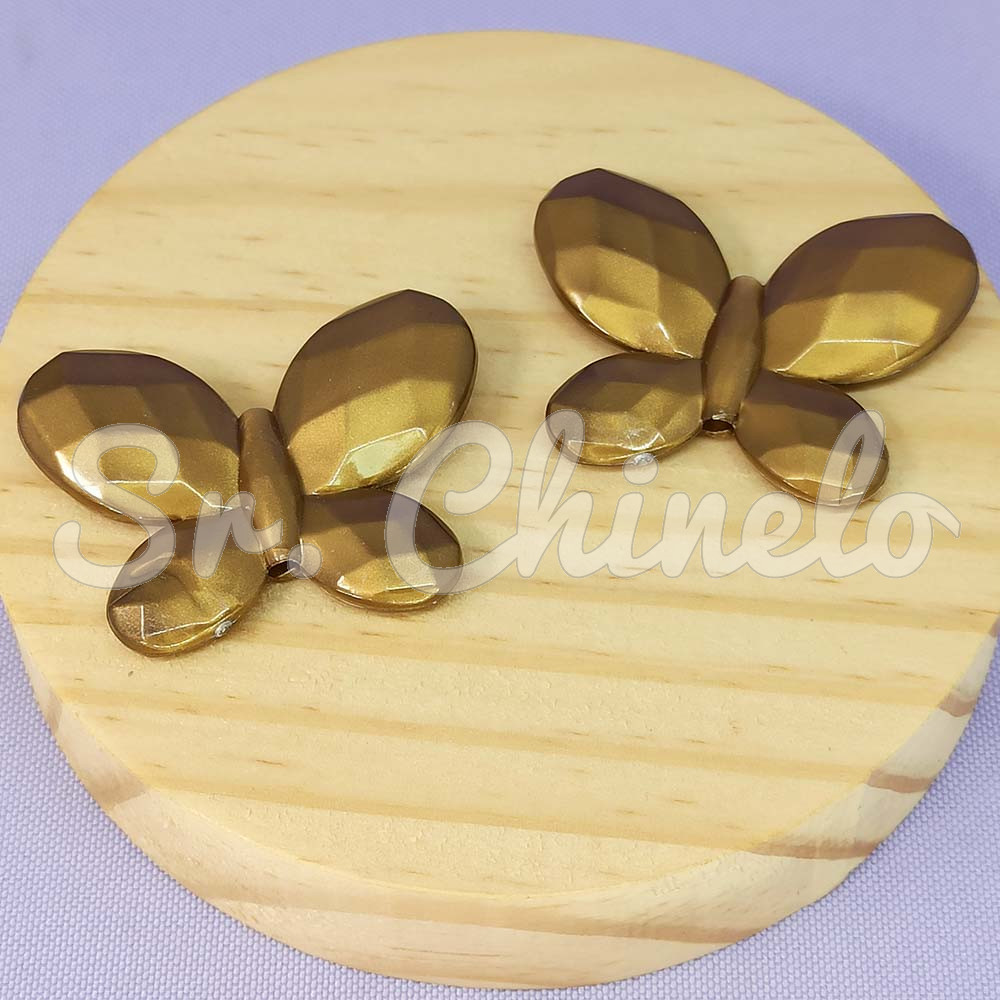 Aplique de Acrílico, Borboleta, 45mm, Marrom Bronze