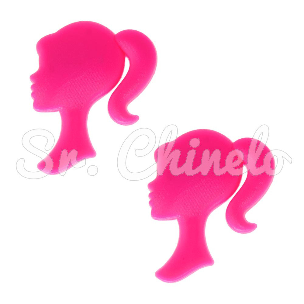 Aplique de Borracha, Perfil Barbie, Rosa