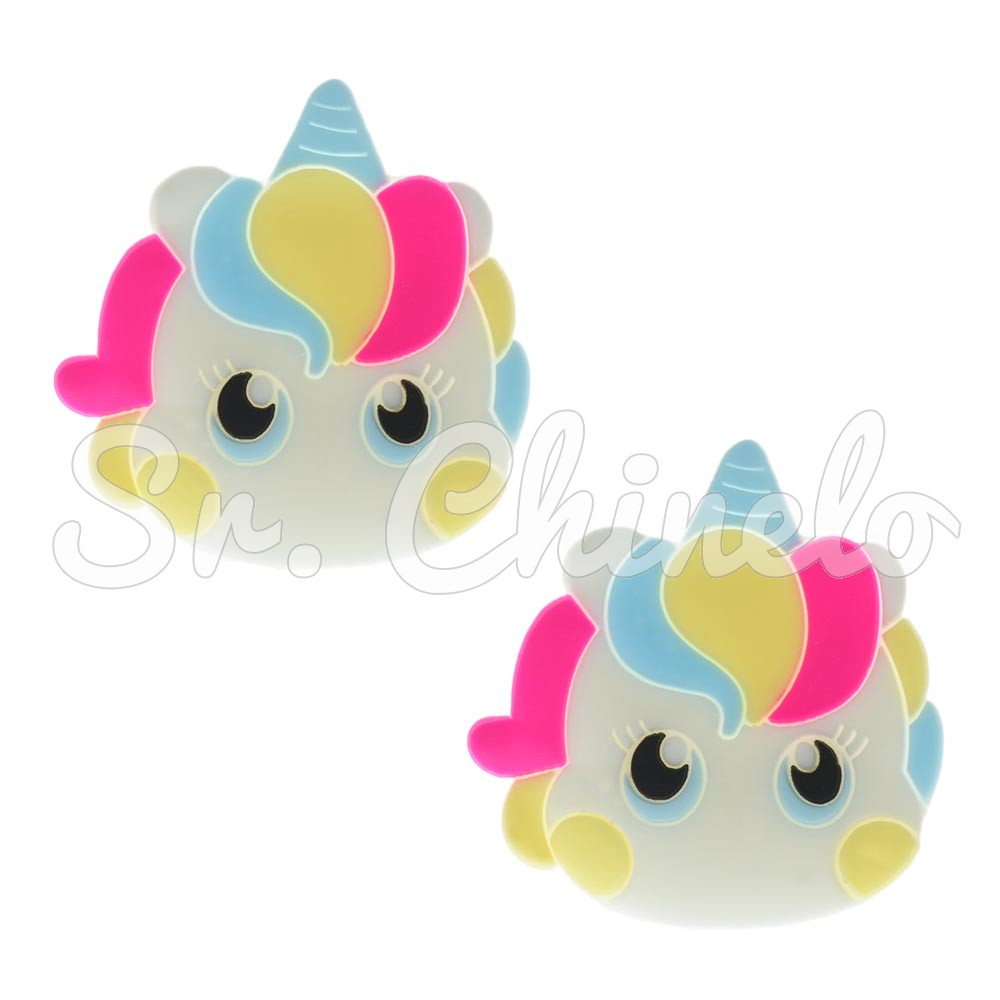 Aplique de Borracha, Unicórnio, Branco/Rosa/ Azul/Creme
