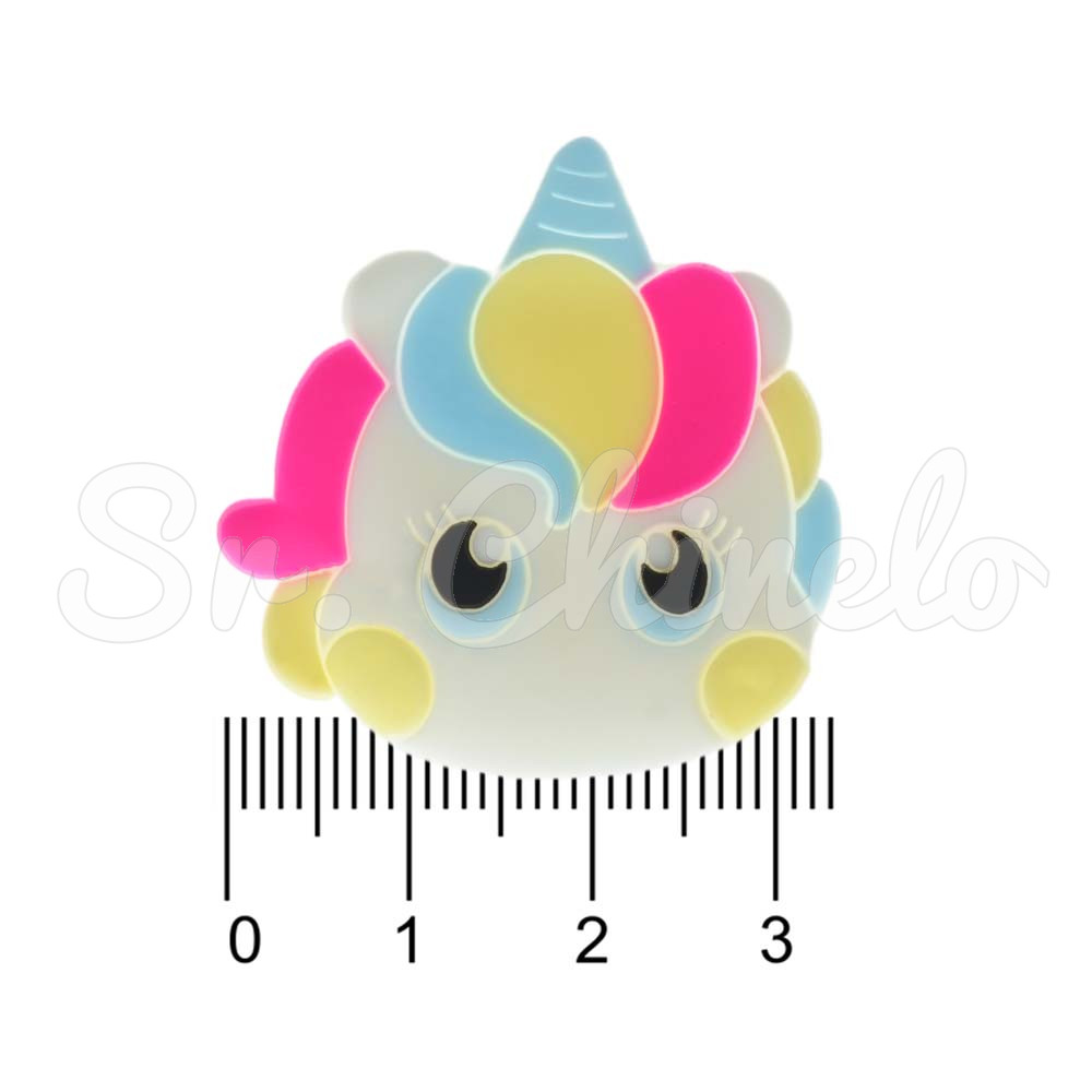 Aplique de Borracha, Unicórnio, Branco/Rosa/ Azul/Creme