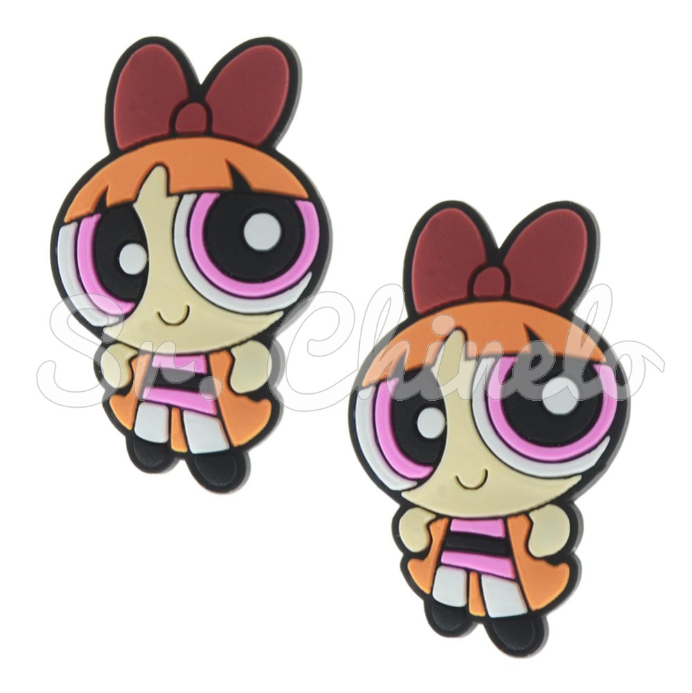 Aplique de Borracha, Superpoderosa Florzinha, Rosa/Laranja