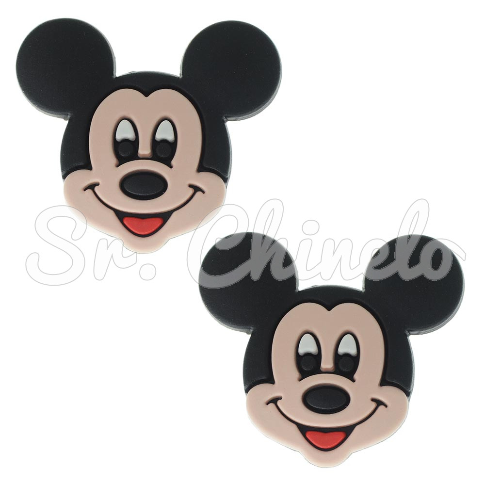 Aplique de Borracha, Mickey, Preto/Bege