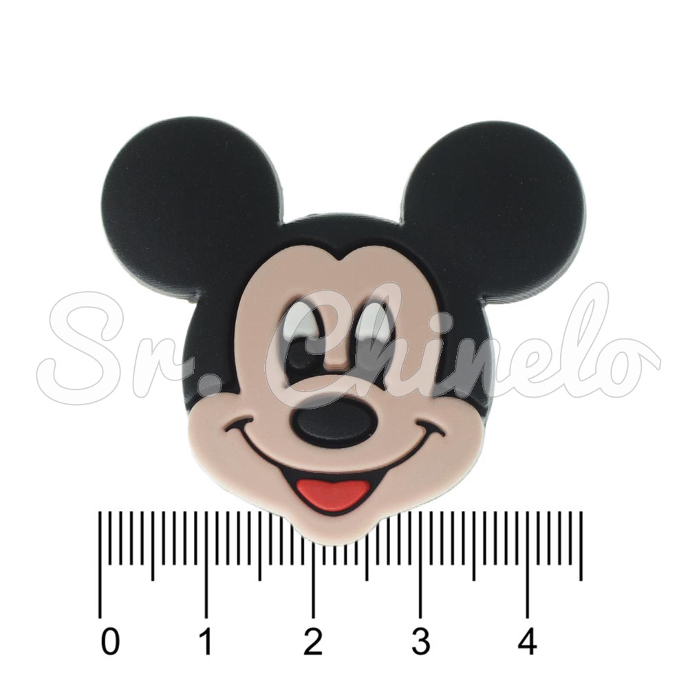 Aplique de Borracha, Mickey, Preto/Bege
