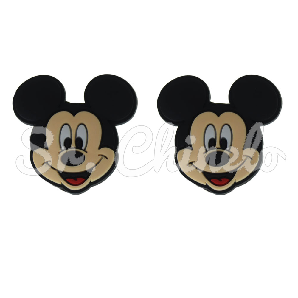 Aplique de Borracha, Personagem Mickey, Preto/Bege