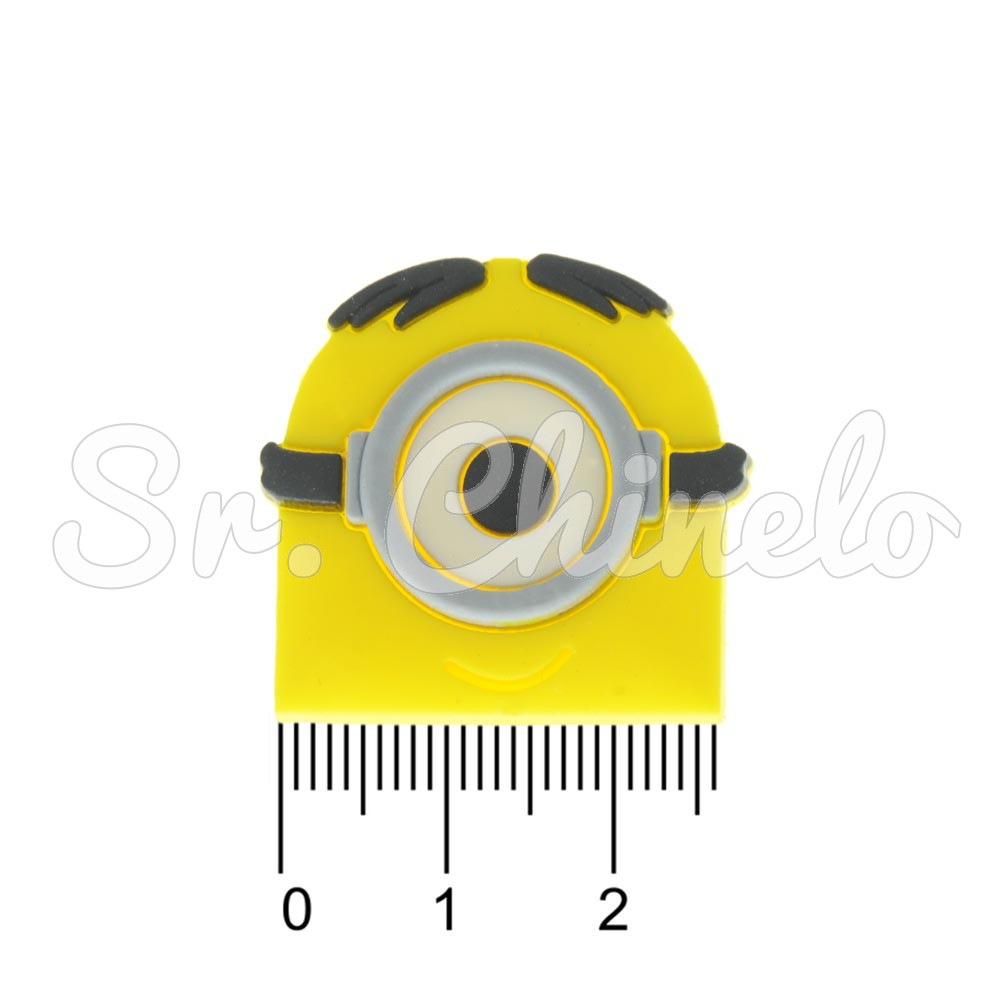 Aplique de Borracha, Minions, Rosto com Um Olho, Amarelo