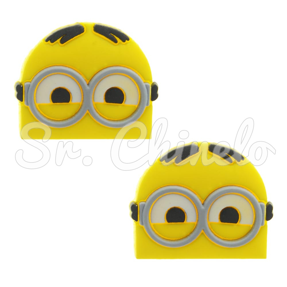 Aplique de Borracha, Minions, Rosto com Dois Olhos, Amarelo