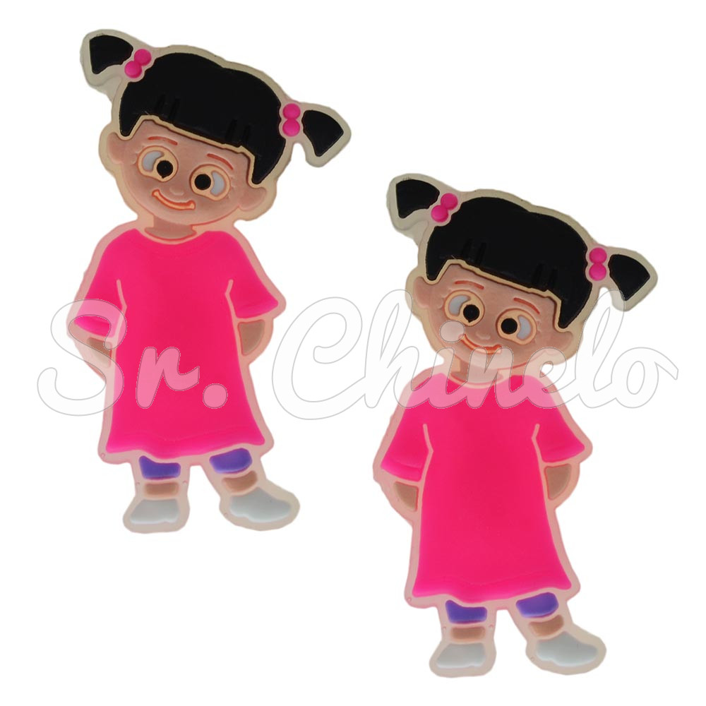 Aplique de Borracha, Monstros S A, Menina Boo, Rosa/Preto