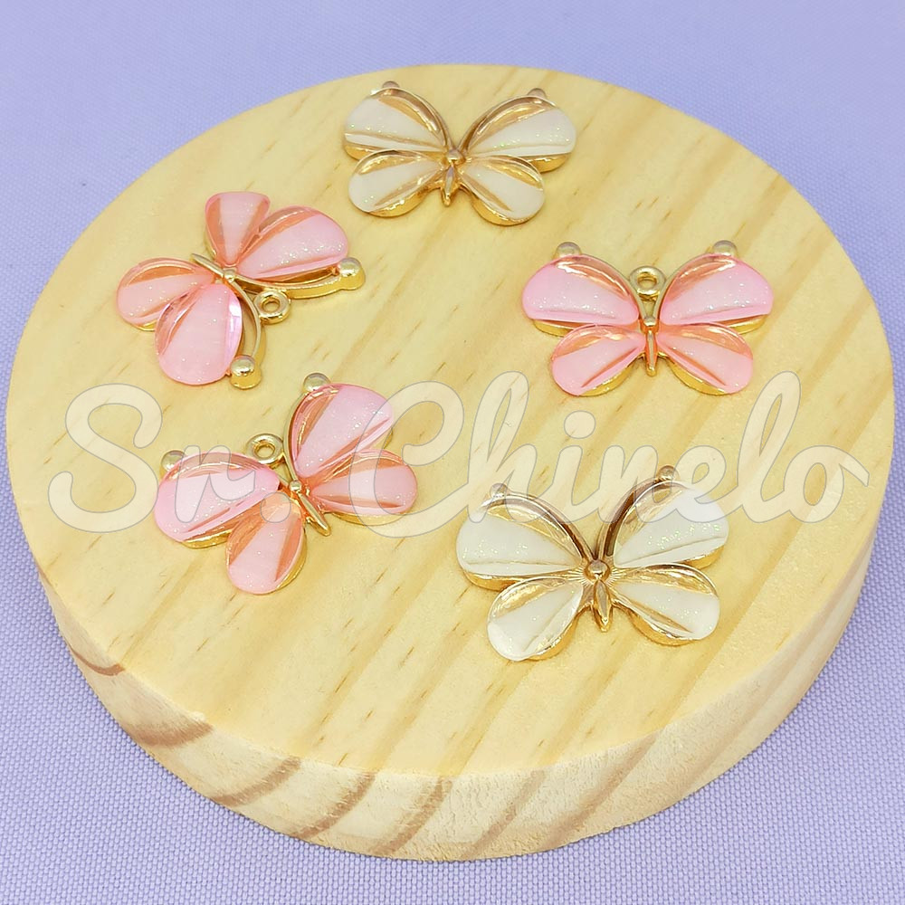 Aplique de Metal, Borboleta, Creme