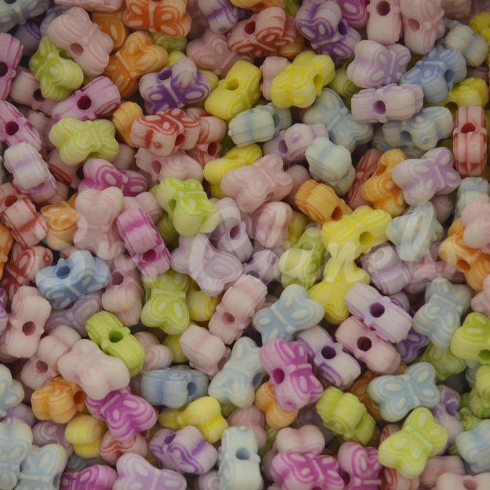 Miçanga Plástica, Borboleta 08mm, Colorido