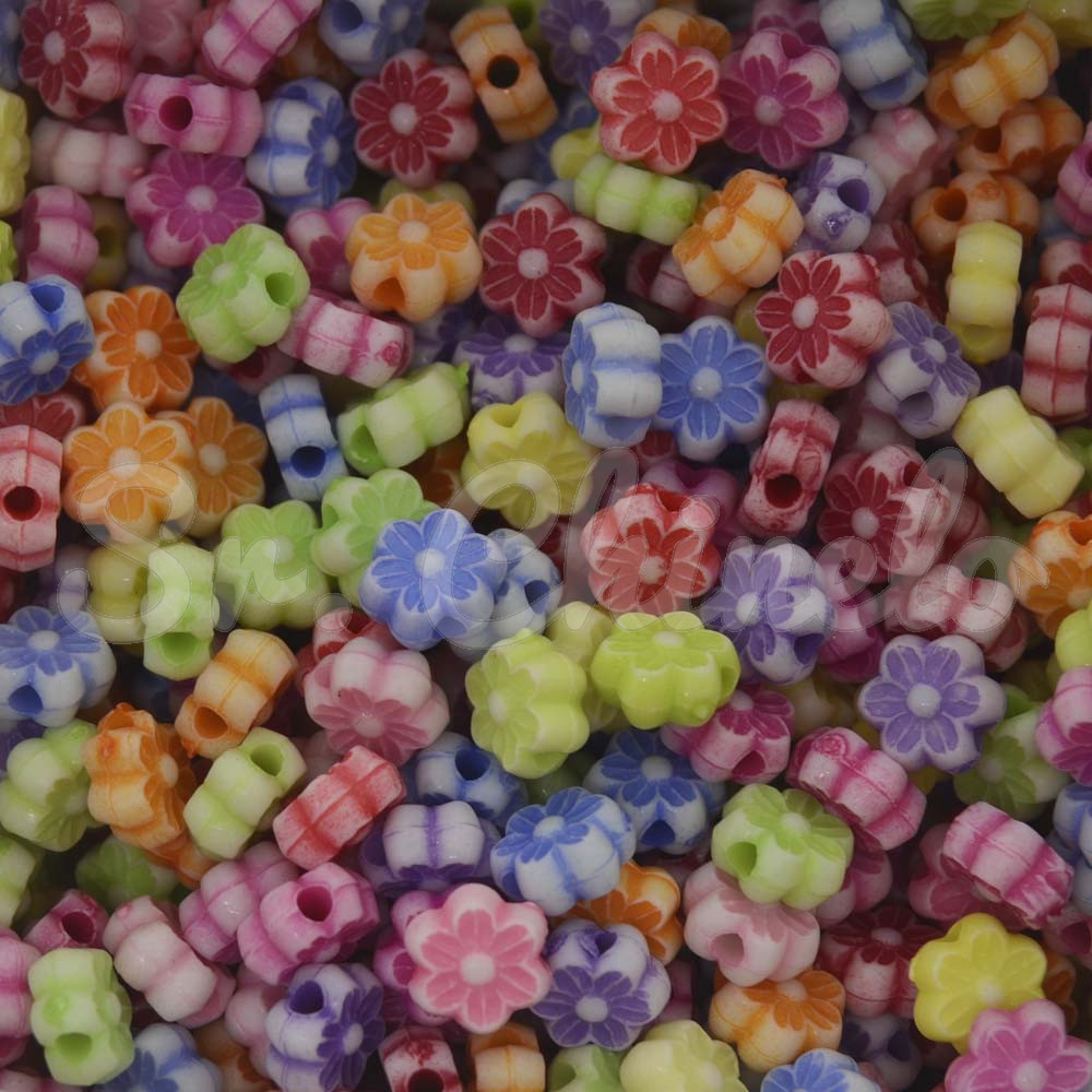 Miçanga Plástica, Flor 06mm, Colorido