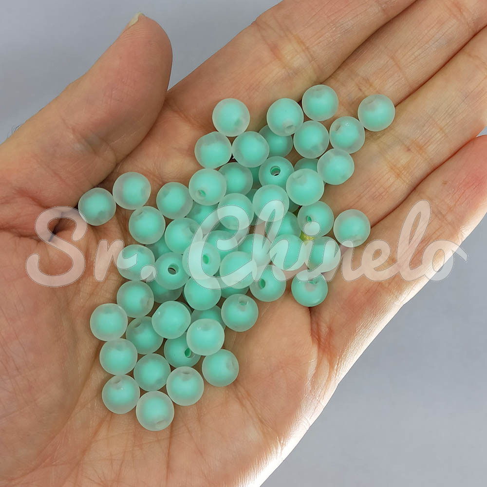 Bola Translúcida Fosca, 08mm, Verde Claro
