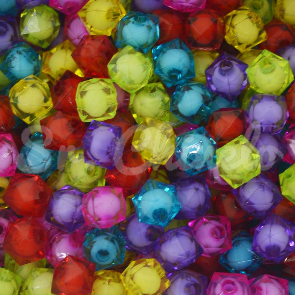 Quadrado Acrílico Sextavado, 08mm, Colorido