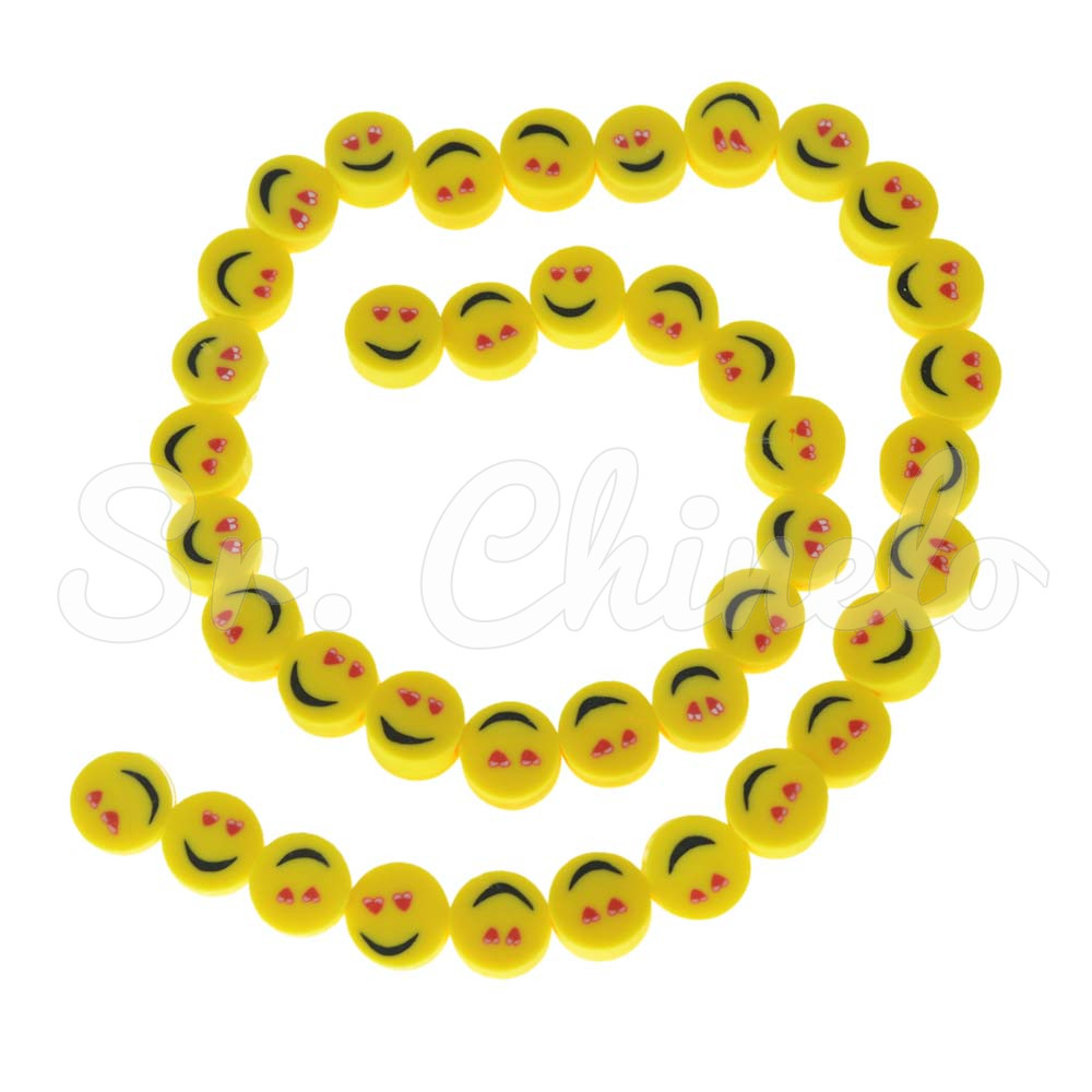 Fio de Fimo Emborrachado, Smiles Coração, Amarelo