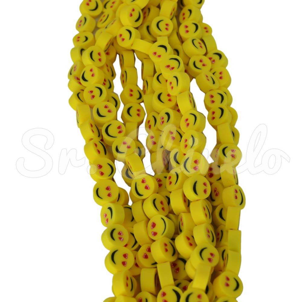 Fio de Fimo Emborrachado, Smiles Coração, Amarelo