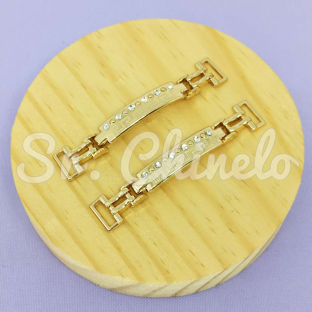 Cabedal Fivela Maiara, Passante, Ouro/Cristal