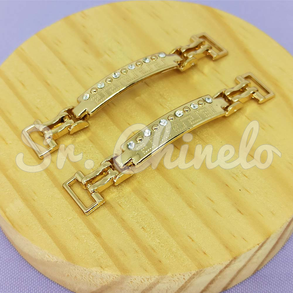 Cabedal Fivela Maiara, Passante, Ouro/Cristal