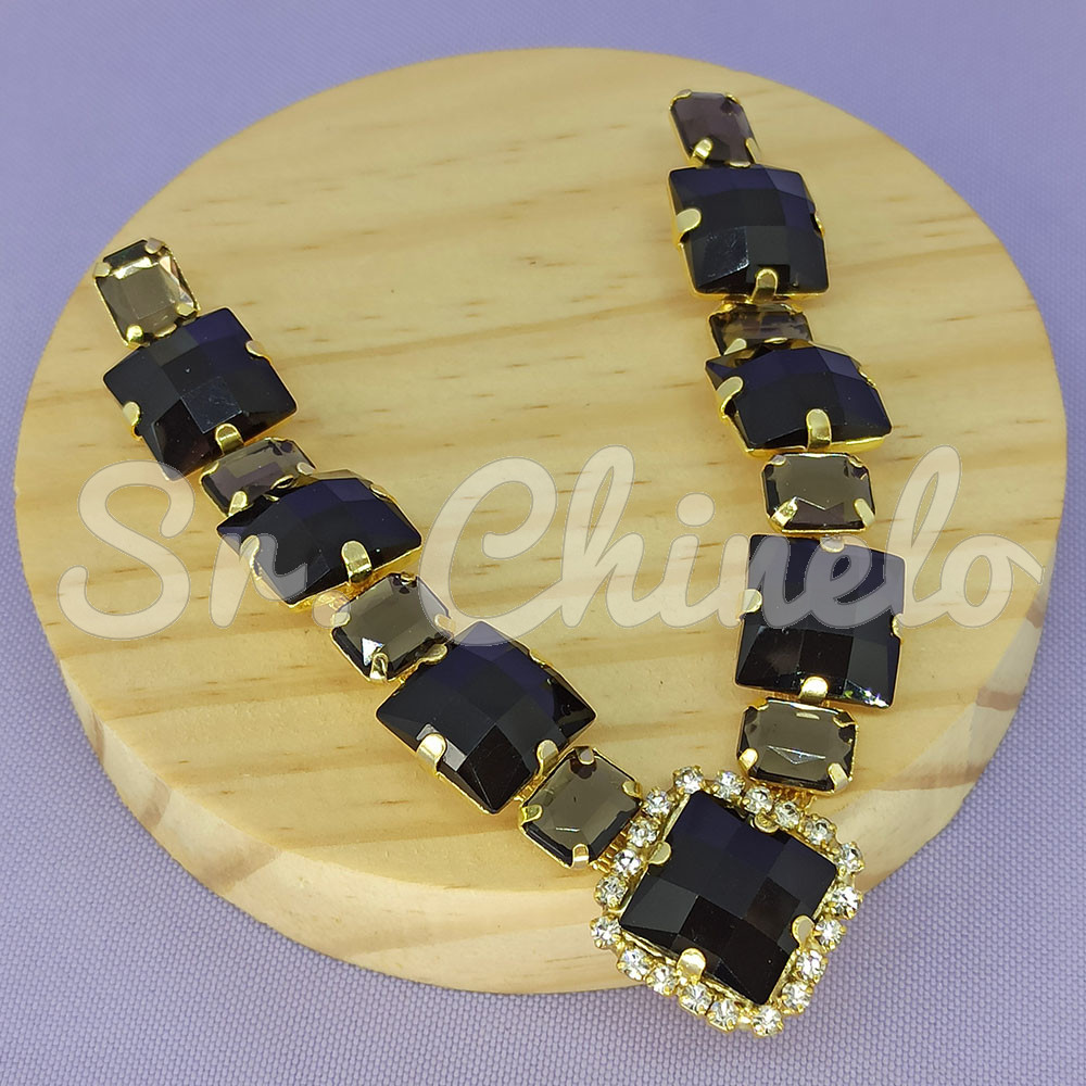 Cabedal Helô, Banhado, Rebite, Preto/Fumê