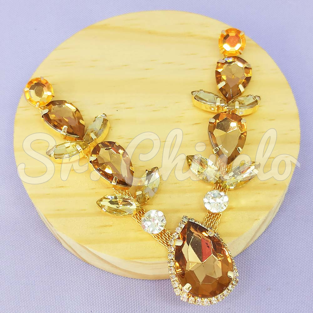 Cabedal Ana, Banhado, Rebite, Marrom/Dourado