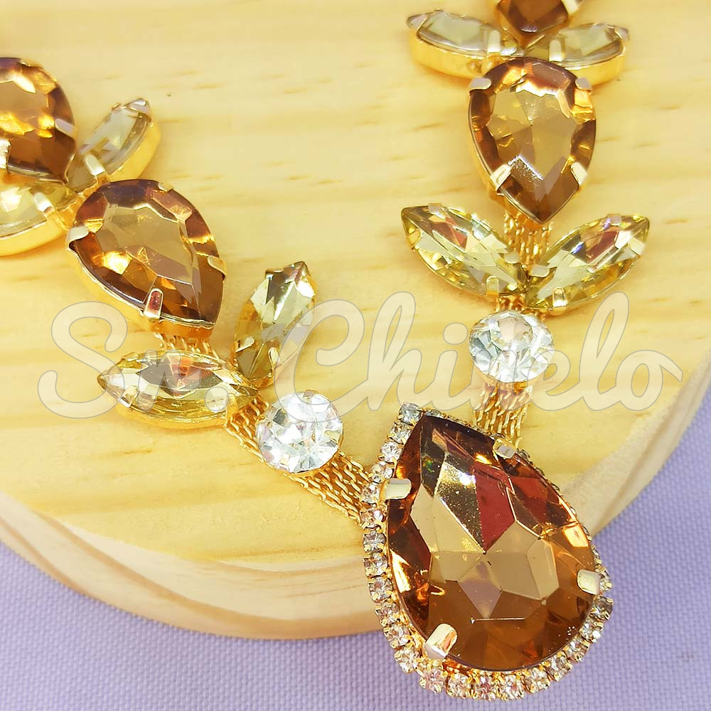 Cabedal Ana, Banhado, Rebite, Marrom/Dourado