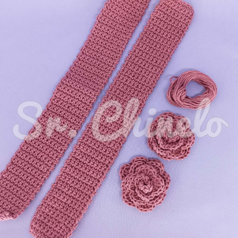 Kit de Aplique em Crochê Begônia, Roseira