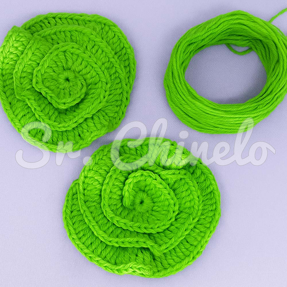 Kit de Aplique em Crochê Camélia, Greenery