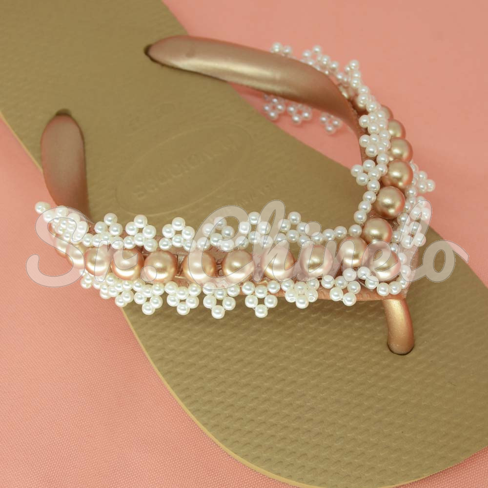 Trama de Pérolas Dália, Marrom/Branco