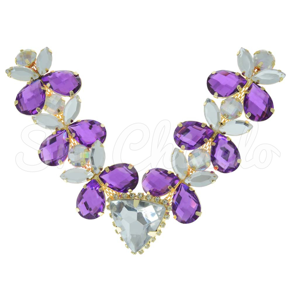 Cabedal Vanessa, Banhado, Rebite, Roxo/Cristal/Furtacor