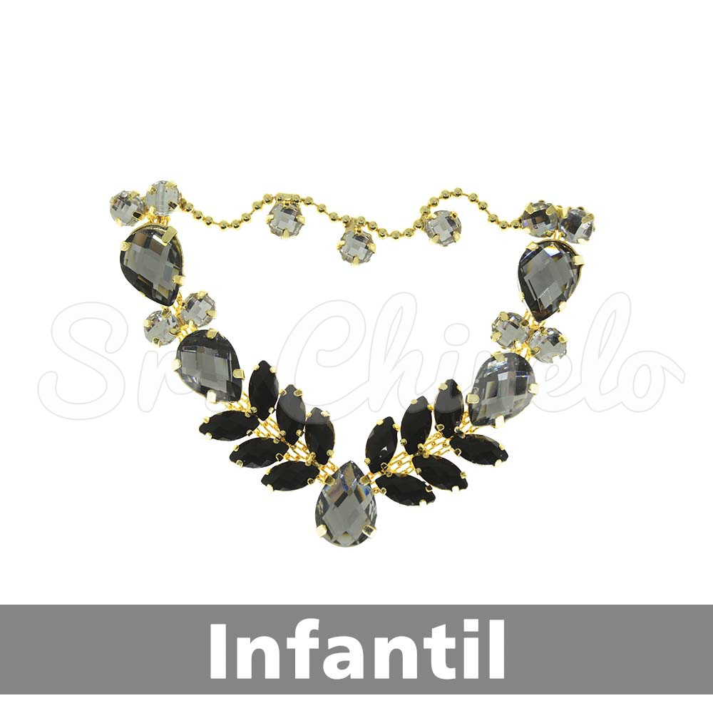 Cabedal Infantil Sirena, Banhado, Rebite, Fumê/Preto