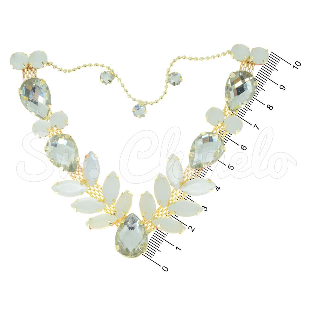 Cabedal Sirena, Banhado, Rebite, Correntinha, Branco Opal/Cristal