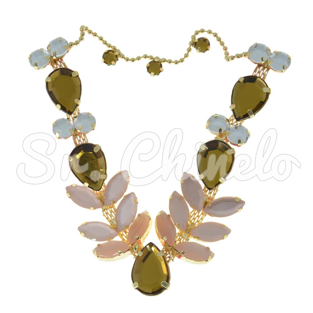 Cabedal Sirena, Banhado, Rebite, Correntinha, Marrom/Rose Gold Jateado