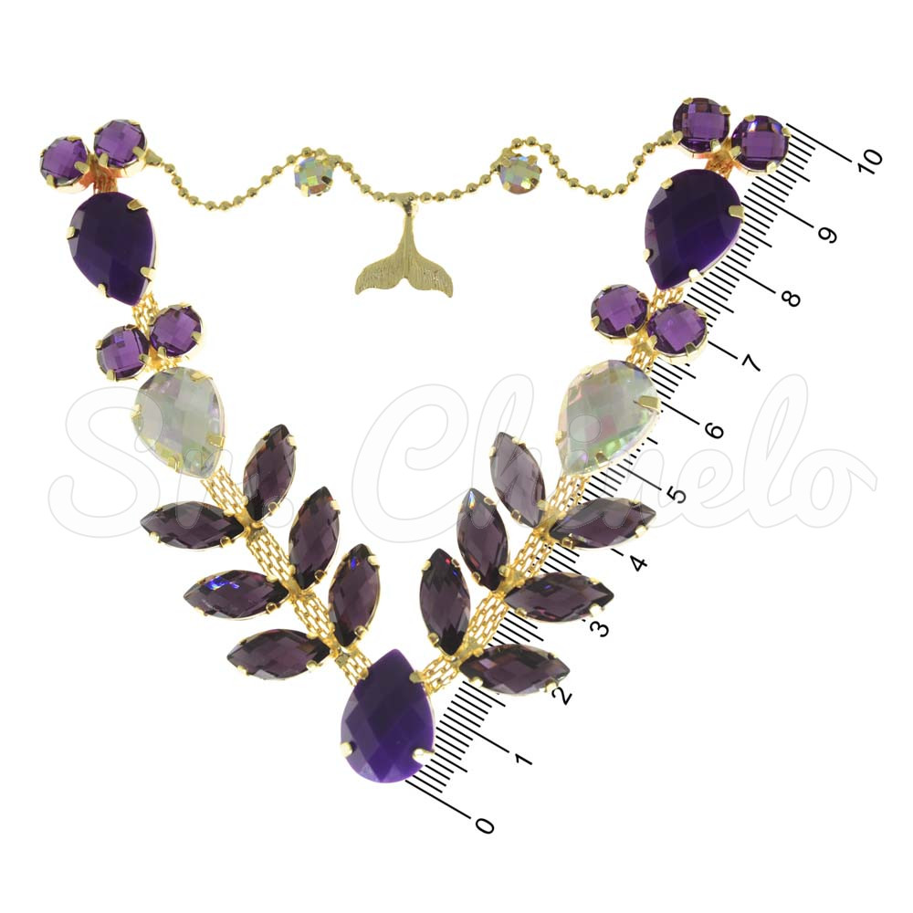 Cabedal Sirena, Banhado, Rebite, Correntinha, Roxo Fosco/Roxo