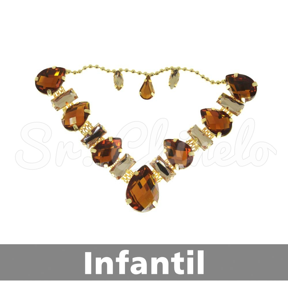 Cabedal Infantil Beatriz, Banhado, Rebite, Marrom/Rose Gold