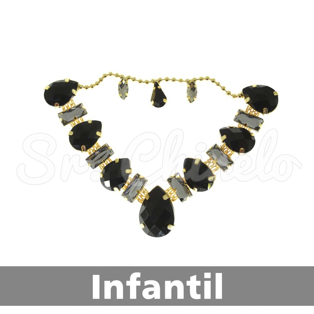 Cabedal Infantil Beatriz, Banhado, Rebite, Preto/Fumê