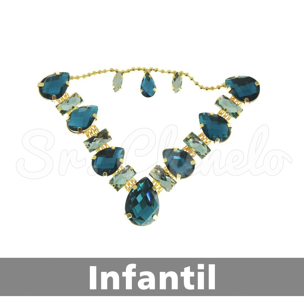 Cabedal Infantil Beatriz, Banhado, Rebite, Turquesa/Tiffany