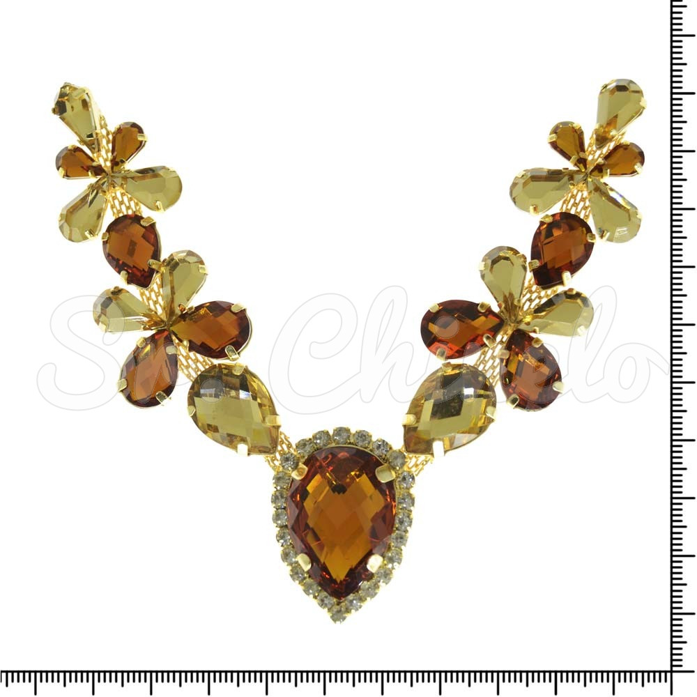 Cabedal Monique, Banhado, Rebite, Marrom/Dourado