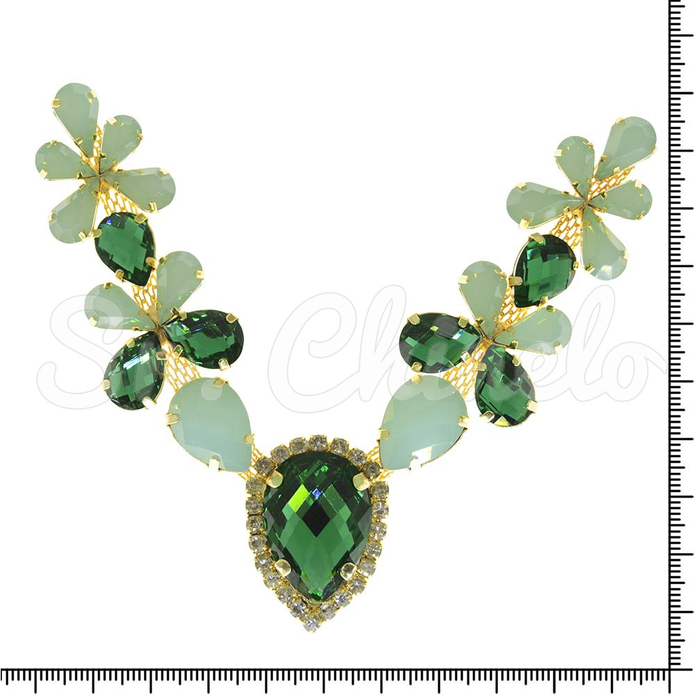 Cabedal Monique, Banhado, Rebite, Verde/Tiffany