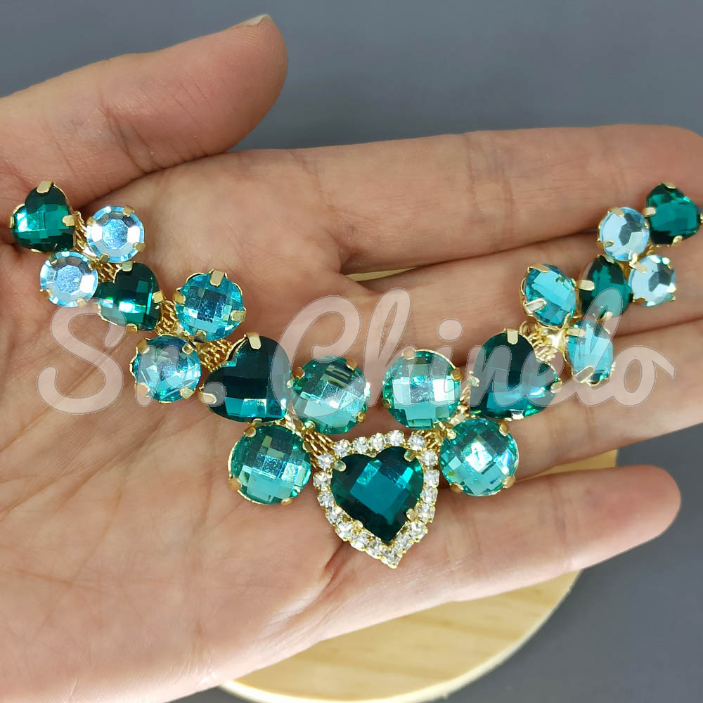 Cabedal Infantil Laura, Banhado, Rebite, Turquesa/Tiffany