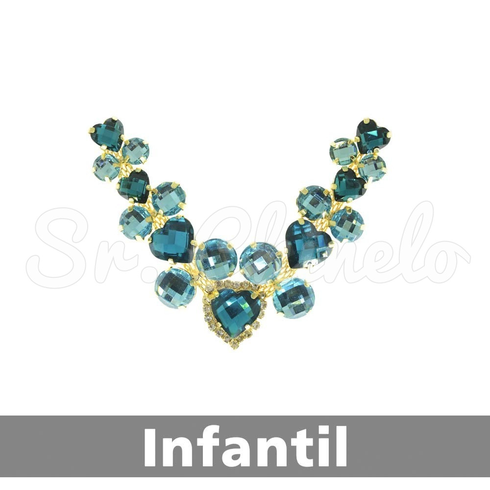 Cabedal Infantil Laura, Banhado, Rebite, Turquesa/Tiffany